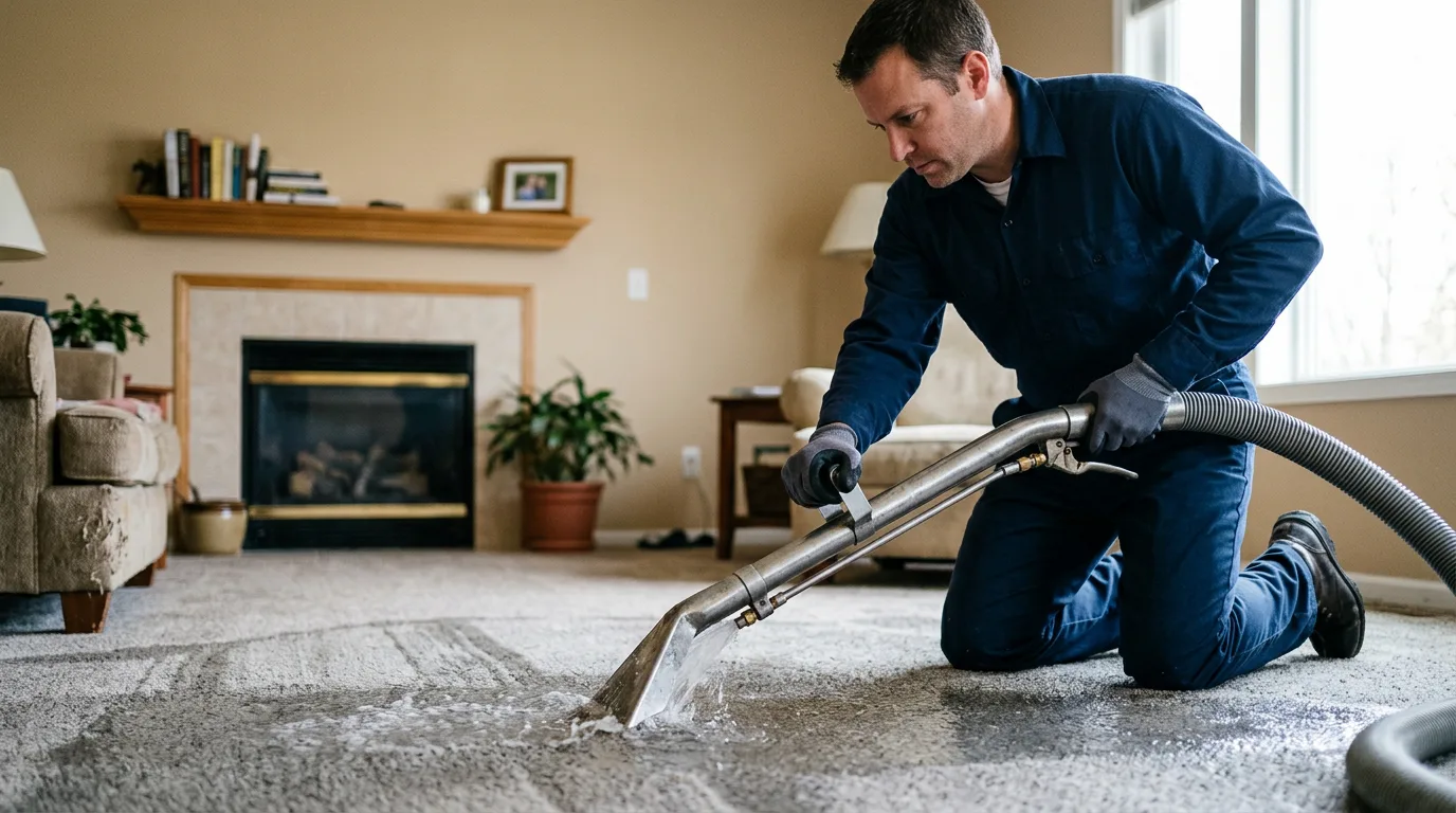 Water damage restoration technician working near Bath, NY